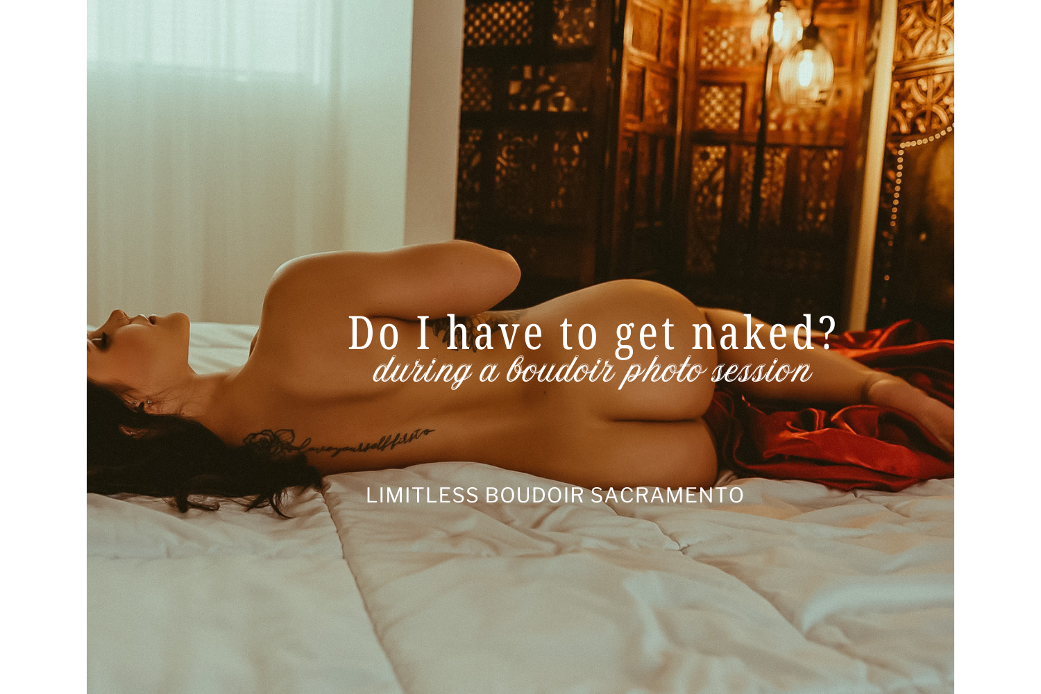 folsom boudoir photography woman laying on bed with sheet